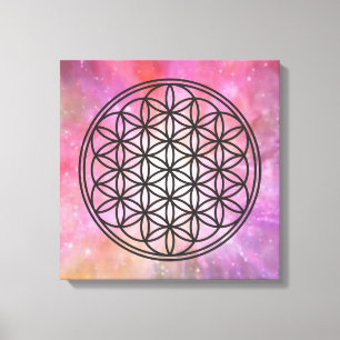 FLOWER OF LIFE - Sacred Geometry Symbol outline 1 Canvas Print
