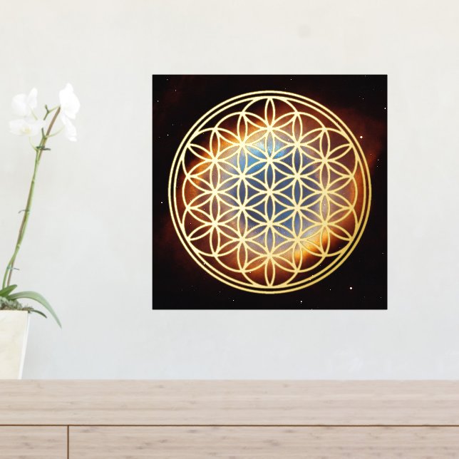 FLOWER OF LIFE - Sacred Geometry Symbol outline 1 Foil Prints (In Situ (Entry Table))