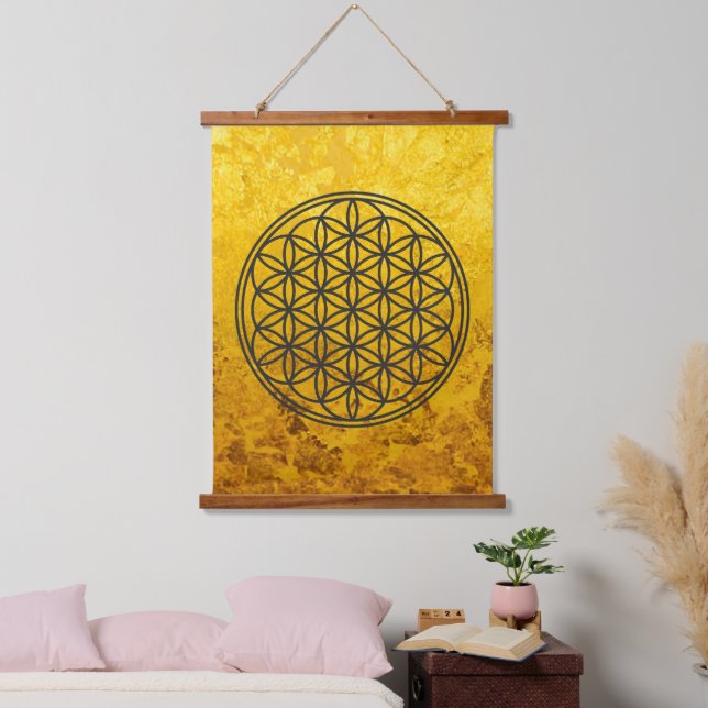 FLOWER OF LIFE - Sacred Geometry Symbol outline 1 Hanging Tapestry (Bedroom)