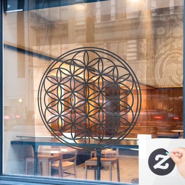 FLOWER OF LIFE - Sacred Geometry Symbol outline 1 Window Cling (Cafe Window)