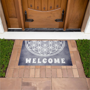 FLOWER OF LIFE - Sacred Geometry Symbol outline 2 Doormat