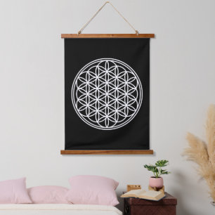 FLOWER OF LIFE - Sacred Geometry Symbol outline 2 Hanging Tapestry