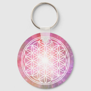 FLOWER OF LIFE - Sacred Geometry Symbol outline 2 Keychain