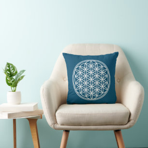 FLOWER OF LIFE - Sacred Geometry Symbol outline 2 Throw Pillow
