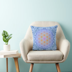 Flower Of Life - Seamless Pattern Art 9 Throw Pillow