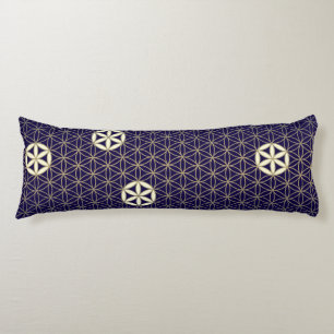 Flower Of Life - seamless pattern - blue beige Body Pillow