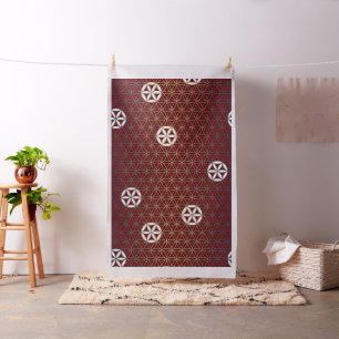 Flower Of Life - seamless pattern - blue beige Fabric