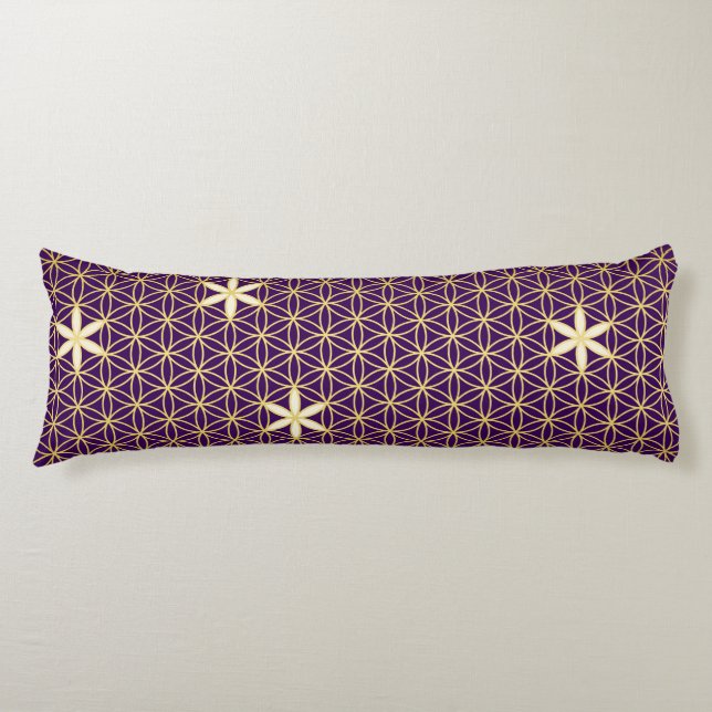 Flower Of Life - seamless pattern - golden Body Pillow (Front)