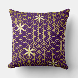 Flower Of Life - seamless pattern - golden Throw Pillow
