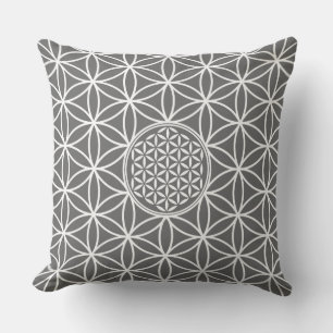 Flower of Life - seamless plain white + your backg Throw Pillow