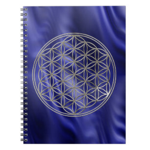 FLOWER OF LIFE - silver + blue waves Notebook