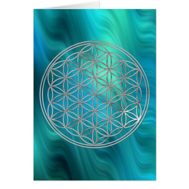 Flower Of Life | silver, bluegreen waves (Front)