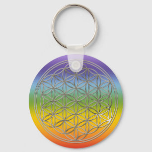 Flower of Life   silver chakren Keychain