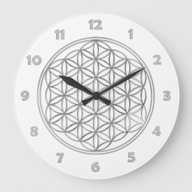 FLOWER OF LIFE - silver - clock face Numbers (Front)