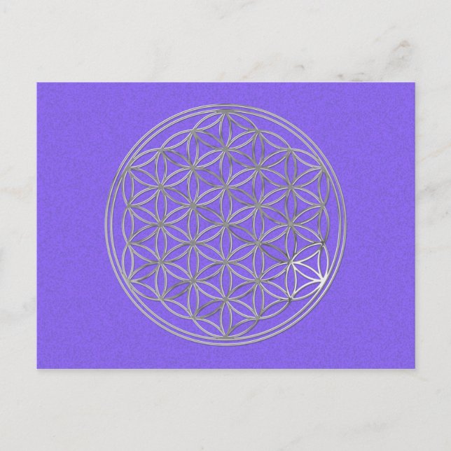 Flower Of Life | silver, lila splatter Postcard (Front)