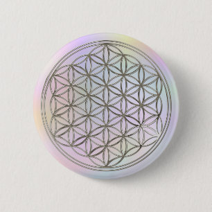 Flower of Life silver pastel 2 Inch Round Button