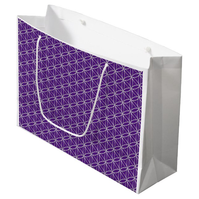 Flower of Life - silver pattern + your backgr. Large Gift Bag (Front Angled)