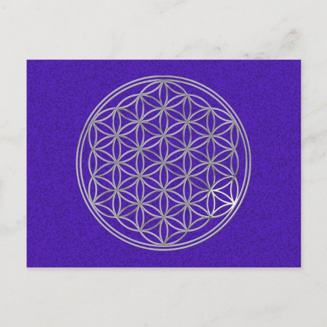 Flower Of Life | silver, violet splatter Postcard (Front)