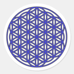 Flower of Life Single Blue Classic Round Sticker