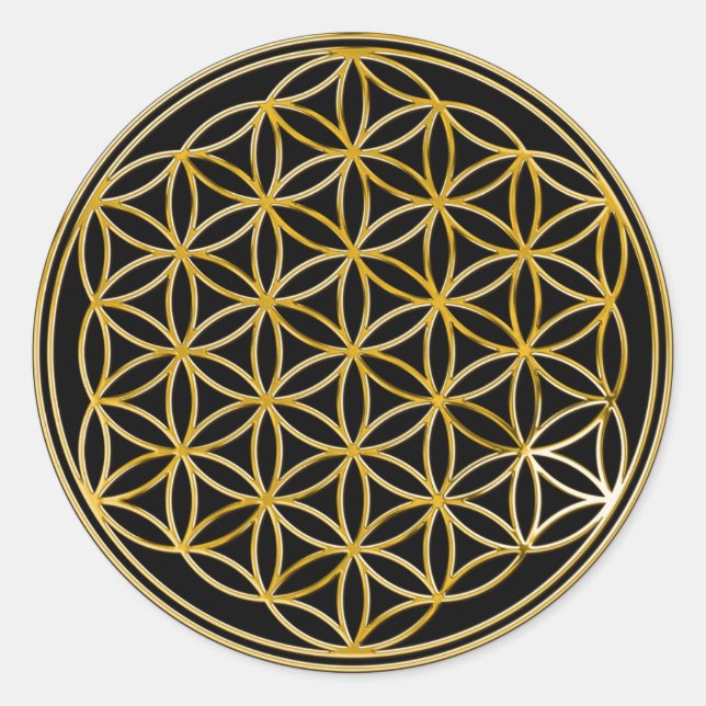Flower of life | small black BG Classic Round Sticker (Front)