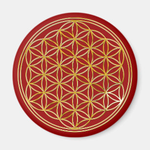 Flower of life   small darkred magnet