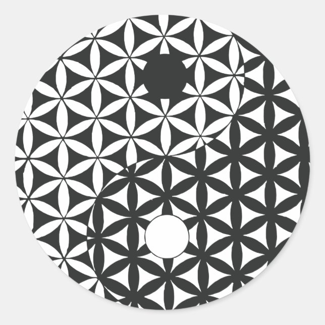 Flower of Life Space Time Yin Yang Classic Round Sticker (Front)