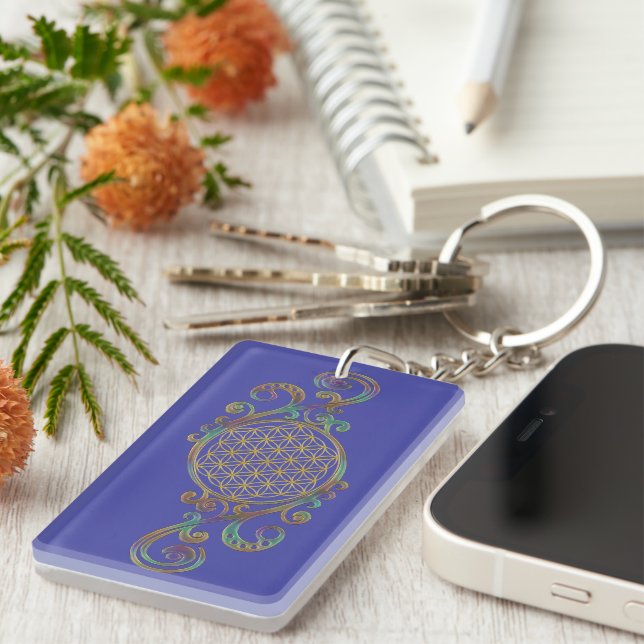 Flower Of Life - Spirals Ornaments 1 Keychain (Front Right)