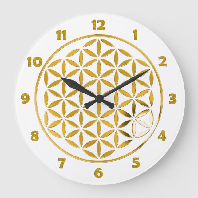 FLOWER OF LIFE - stamp - gold + clock face numbers (Front)