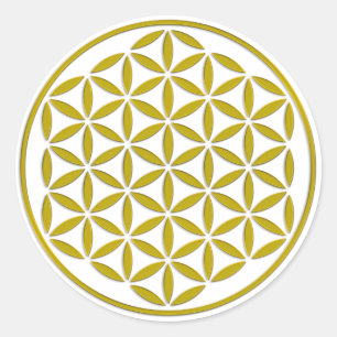 Flower of Life - stamp gold + your backgr. & ideas Classic Round Sticker