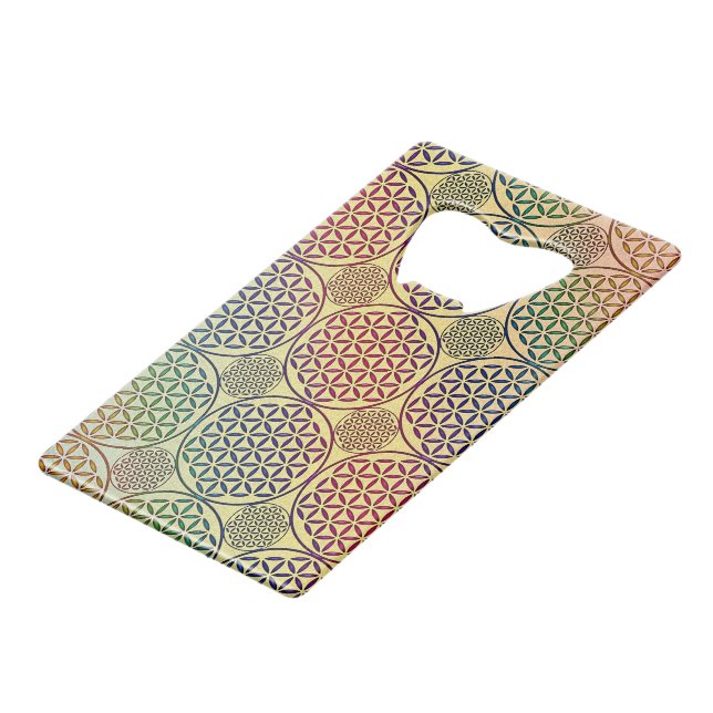 Flower of Life - stamp grunge pattern 1 Credit Card Bottle Opener (Front Angled)