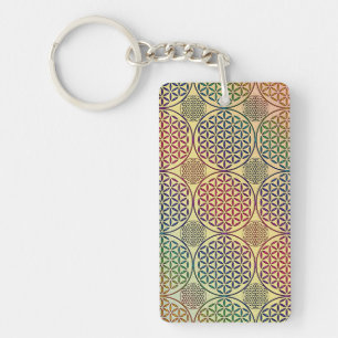 Flower of Life - stamp grunge pattern 1 Keychain