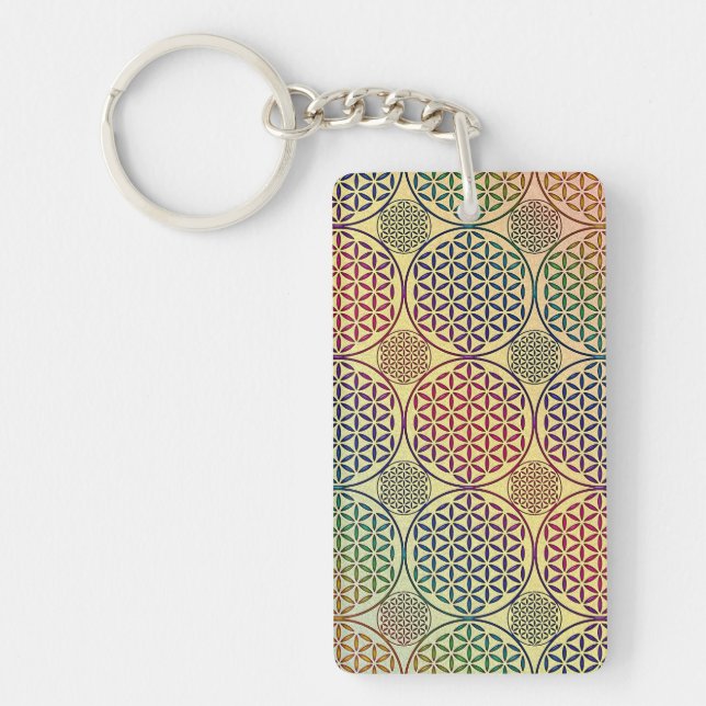 Flower of Life - stamp grunge pattern 1 Keychain (Front)