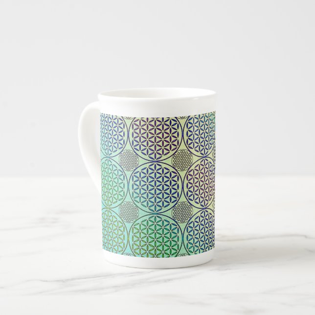 Flower of Life - stamp grunge pattern 2 Bone China Mug (Front Left)