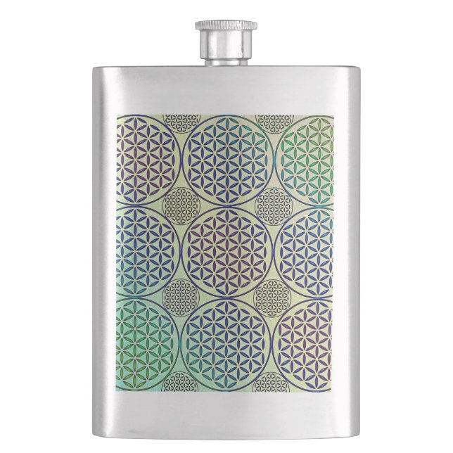 Flower of Life - stamp grunge pattern 2 Hip Flask (Front)