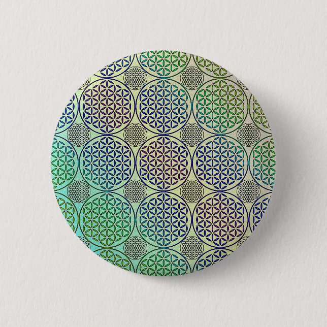 Flower of Life - stamp grunge pattern 2 Inch Round Button (Front)