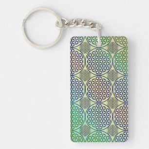 Flower of Life - stamp grunge pattern 2 Keychain