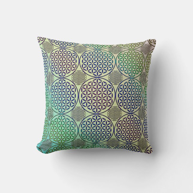 Flower of Life - stamp grunge pattern 2 Throw Pillow (Front)