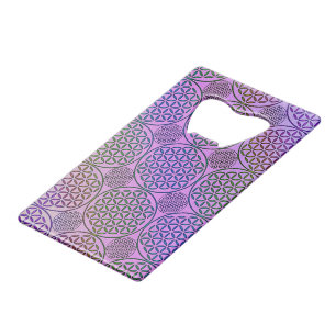 Flower of Life - stamp grunge pattern 3 Credit Card Bottle Opener