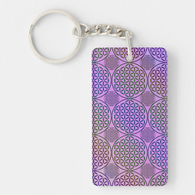 Flower of Life - stamp grunge pattern 3 Keychain (Front)