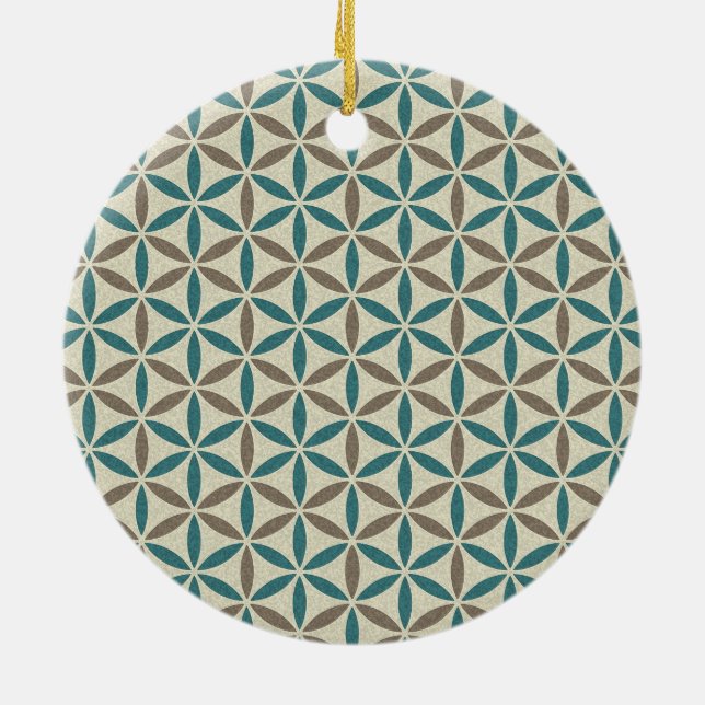 Flower of Life - stamp pattern - BG 1 Ceramic Ornament (Back)