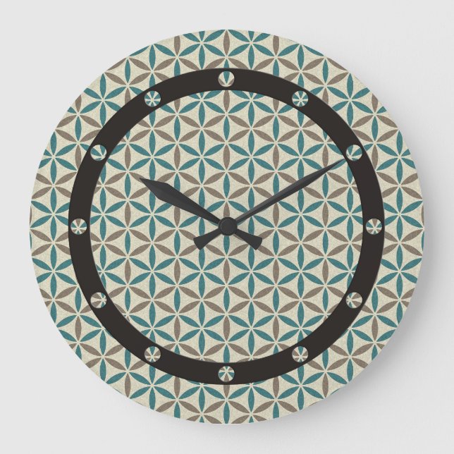 Flower of Life - stamp pattern - BG 1 Large Clock (Front)