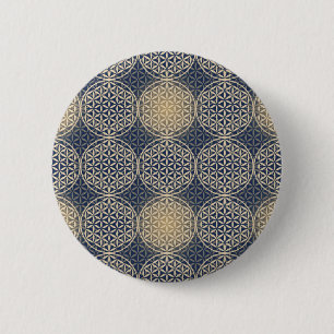 Flower of Life - stamp pattern - blue sand 2 Inch Round Button