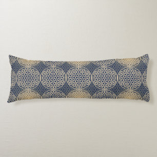 Flower of Life - stamp pattern - blue sand Body Pillow