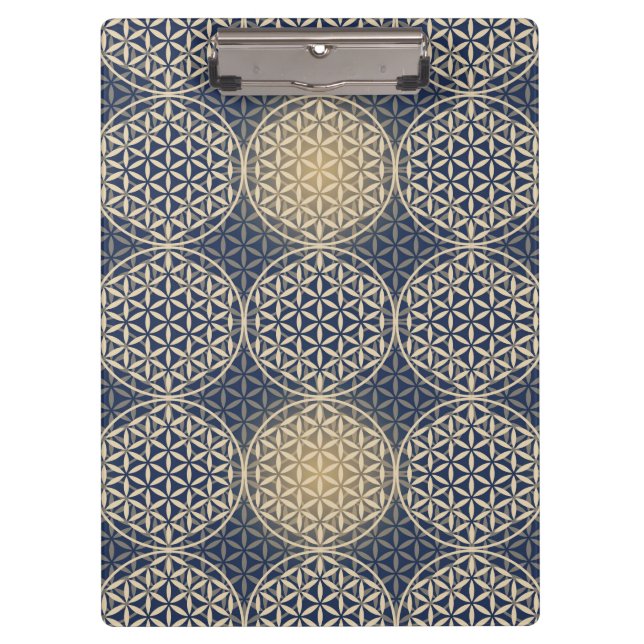 Flower of Life - stamp pattern - blue sand Clipboard (Front)