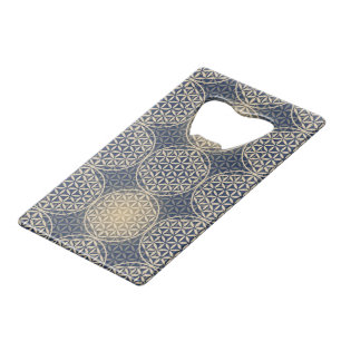 Flower of Life - stamp pattern - blue sand Credit Card Bottle Opener