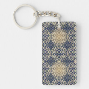 Flower of Life - stamp pattern - blue sand Keychain