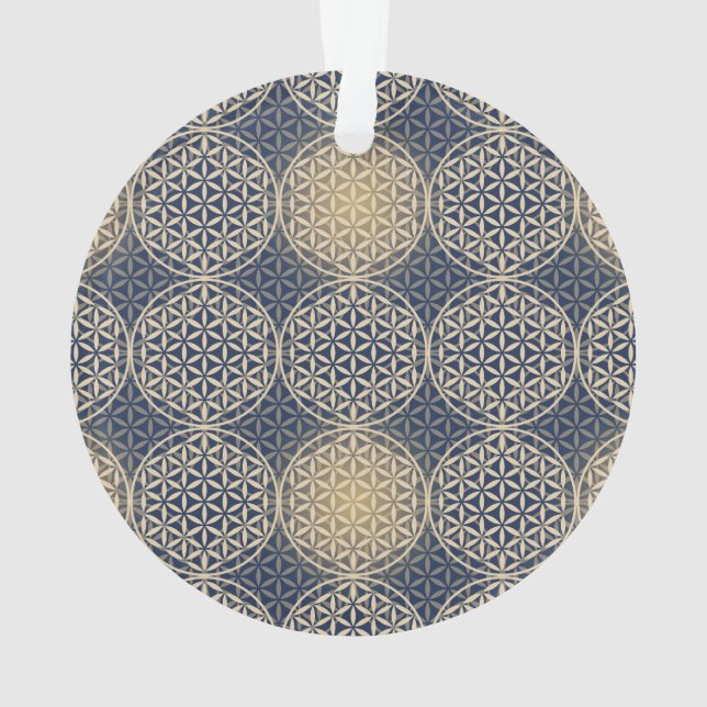 Flower of Life - stamp pattern - blue sand Ornament (Back)