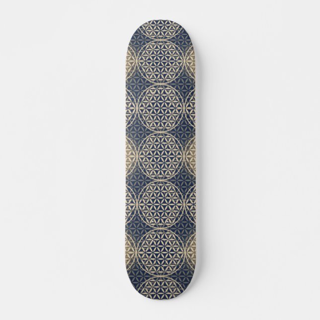 Flower of Life - stamp pattern - blue sand Skateboard (Front)