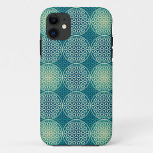 Flower of Life - stamp pattern - cyan blue iPhone 11 Case