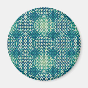 Flower of Life - stamp pattern - cyan blue Magnet